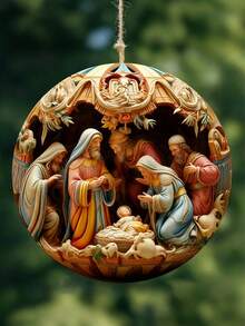 12 Peças Enfeites de Cena de Natividade - 3.15 Polegadas de Diâmetro, Caixa de Presente Recordação | Enfeites de Árvore de Natal Cena de Natividade, Decorações de Natividade, Presentes Religiosos para Cristãos e Famílias