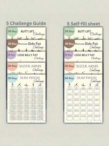 30天居家健身挑战海报套装 | 10个针对手臂、大腿、臀部、腹部和侧腹肌的锻炼计划，不含框，8x10英寸 - 彩色 - 查看 6