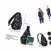 Mochila Sling de Viaje y Senderismo en Estilo Casual - Negro Galaxia, Poliéster Ligero para Adultos - ‎Base Negro Galaxia - Ver 1