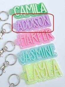 Custom Acrylic Name Tag Keychain, Suitable For Backpacks, Diaper Bags, Lunch Boxes, Gifts For Women, Families And Girls, Laser-Cut - Silvery - View 28