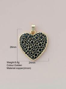 1pc Cute Heart-Shaped Copper Pendant, Handmade DIY For Necklace, Bracelet, Earrings, Suitable As Christmas Gift