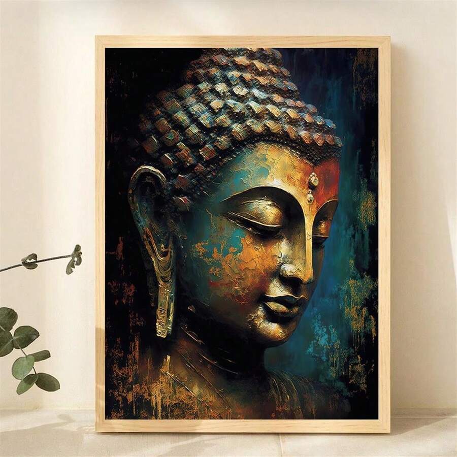 Buddha Meditation Canvas Art Print - Modern Unframed Wall Decor For Living Room, Bedroom, Home Office - Religious Ink Painting Poster - A - View 1