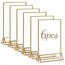 6-Piece Acrylic Stand With A Gold Border And Vertical Support Is Perfect For Displaying Wedding Table Numbers, Double-Sided Photos, Clear Images, Menus, And Large Items. - Gold-one Size/6pcs - View 5