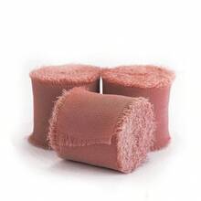 3 Rolls One Pack,  Cream Chiffon Roll Ribbon Gift Binding Ribbon Gift Wrappping Ribbon, Wedding Decor Supplies, Party Decor Supplies,Suitable For Rustic Wedding Invitations, Bows, Garlands, DIY Crafts, Christmas Decorations, DIY Home Decor, Wedding Parties And Gift Wrapping - Beige - View 6