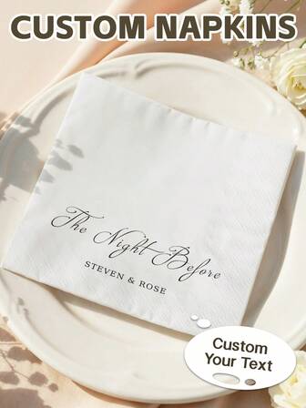 20-500pcs Custom Wedding Napkins, 3-Ply Personalized Cocktail Napkins For Birthday, Engagement, Anniversary, Hen Night, Bachelorette, Baby Shower, Bridal Shower, Suitable For Couple, Lovers, Disposable Beverage/Dessert Napkins For Wedding Table Decorations, Christmas Decor