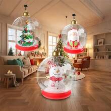 1 pieza Bola de Navidad inflable con LED y control remoto - Decoración navideña autoluminosa de PVC con luces intermitentes, diseño de muñeco de nieve y Papá Noel, luces multicolor cambiantes (rojo, rosa, azul, blanco, dorado), adecuada para árbol de Navidad interior/exterior, boda, Año Nuevo, decoración de fiesta - Fácil de instalar, duradera y portátil, diseño esférico con luces LED iluminadas, perfecta para celebración de Navidad, decoración navideña del hogar, decoración de invierno, adorno navideño