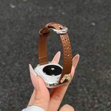 女士皮革表带，适用于 Series 1/2/3/4/5/6/7/8/9/10/SE/Ultra，38 毫米 40 毫米 41 毫米 42 毫米 44 毫米 45 毫米 49 毫米，纤薄设计，优雅奢华的腕间配饰 - 紅木色 - 查看 6