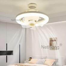 Ceiling Fan LED Lamp With E27 Base 3 Speed Socket Fan Lamp Remote Control Modern LED Ceiling Fan For Bedroom Living Room Kitchen - White - View 4