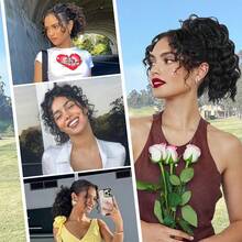 Ponytail Extension 10 Inch Drawstring Ponytail Deep Wave Ponytail Extension For Women Curly Ponytail Hair Extension For Daily Use - Multicolor - View 8
