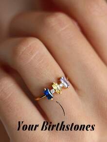 1pc Personalized Birthstone Ring, Custom Ring, Gemstone Ring, Gift For Her, Birthstone Jewelry, Birthday Gift, Mother's Day Gift