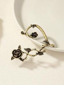 New Punk Style Earrings, Creative Gothic Dark Leaf Rose Flower Earrings For Women, Popular In Europe And America