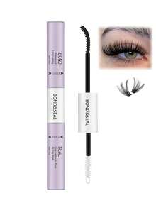 2-In-1 Eyelash Adhesive And Sealer, Suitable For Eyelash Clusters, 72-Hour Super Strong Hold, Long-Lasting And Non-Irritating, Suitable For Home DIY (Black Adhesive And Sealer, 10ml) - Dusty Purple - View 8