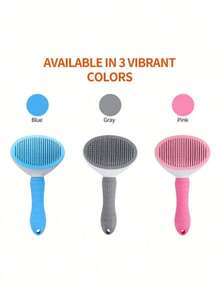 1pc Dog Brush, Cat Brush, Flea Comb, Automatic Cleaning Brush, Pet Grooming Brush, Pet Massage Brush, Shedding Grooming Brush, Mat Breaker Tool, Dematting Comb, Automatic Hair Removal Brush, Pet Cleaning Tool, Hair Collection Label, Dog Brush, Cat Brush, Pet Hair Collector Comb, Animal Accessories, Pet Supplies - 彩色 - 查看 1