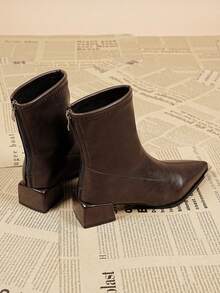 Bottes cheville élégantes à bout pointu en métal marron, nouvelles bottes mi-mollet mode automne/hiver 2025, convient pour le travail, les fêtes, les mariages, les boîtes de nuit
