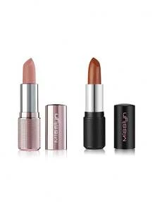 MISSLYN 2pcs Pearlescent & Matte Lipstick Set, Creamy Smooth Lipstick, Moisturizing Non-Sticky Lipstick, Creamy Nourishing Satin Lipstick, High-Gloss Intense Nude Layerable, Matte Lipstick, Intense Matte Pigmented Lipstick, Long-Lasting Matte Lipstick, Silky Soft Lipstick, Sensual Deep Red, Powder Smooth Texture