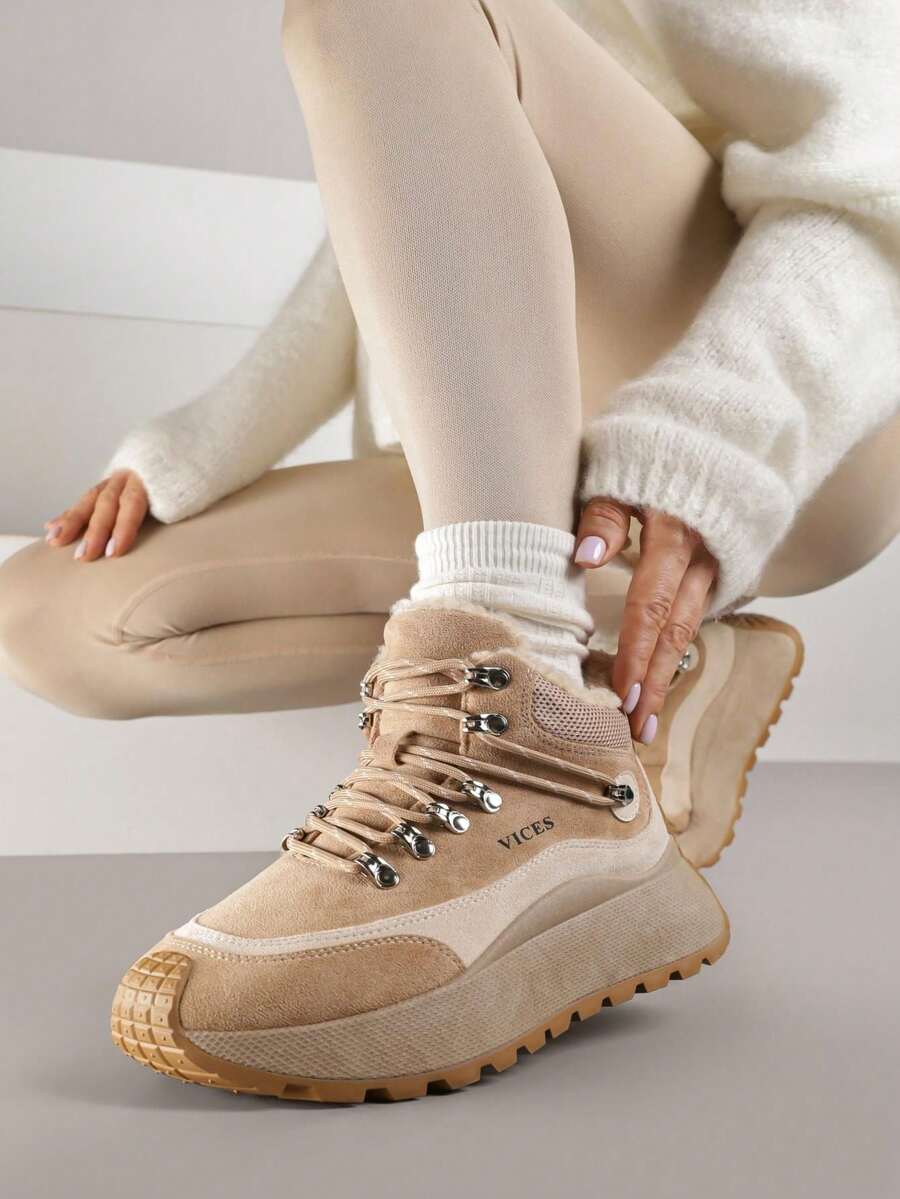 Soft Cozy Hiking Boots Women's Winter Casual Travel - Camel - View 1