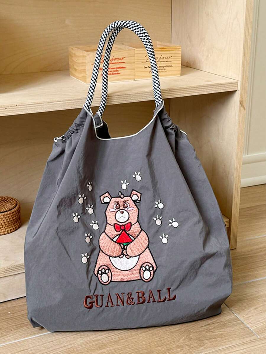 1 Stück Dumbo Bär grauer Nylon Einkaufstasche, geeignet für Reisen, Einkaufen, Pendeln, Schule, Zuhause, Partys, Studenten, Frauen, Schulter- & Umhängetasche, wasserdichter Segeltuch Shopper