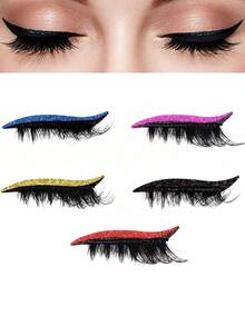 Set combo di ombretti e ciglie finte, include eyeliner glitterato adesivo e ciglie finte, impermeabile, senza colla necessaria, adatto per trucco da festa e palcoscenico, ideale per principianti
