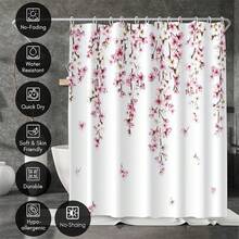 1 pièce Rideau de douche rose à fleurs de cerisier, décoration florale japonaise de sakura de printemps. Décoration de Noël