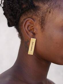 1 Pair Elegant Gold Cross Earrings, Cross Symbol Earrings, Signature Gold Earrings, Daily Jewelry, Original Design Earrings, Customized Jewelry, Reverse Design, Personalized Name Custom Earrings, Reverse Style, Rectangular, Abstract Design Style - Style 2 - View 2