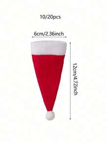 10/20pcs Christmas Hat Cutlery Holders, Mini Non-Woven Fabric Santa Claus Silverware Holders, Lollipop & Wine Bottle Toppers Decor, Dinner Table Decor For Christmas Party, Thanksgiving, And Other Festive Occasions,Christmas,Christmas Table Decorations,Christmas Party Decor