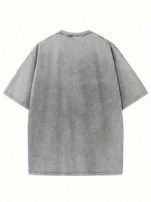 Vintage Streetwear Oversized Drop Shoulder T-Shirt - Soft Cotton, Relaxed Fit, Acid Wash, Unisex Design, Baggy Hip Hop Style, Free Spirit Print - Perfect For Casual Outings Fashion Design Soft Fabric  Loose Fit Unisex Retro Street Style - 灰色 - 查看 2