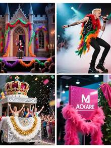 1pc Artificial Feather Boa Great For Women Costume Accessory Party Dancing Dress Up Holiday Christmas Tree Decors Crafting DIY,Christmas Feather Scarf. - A - View 8