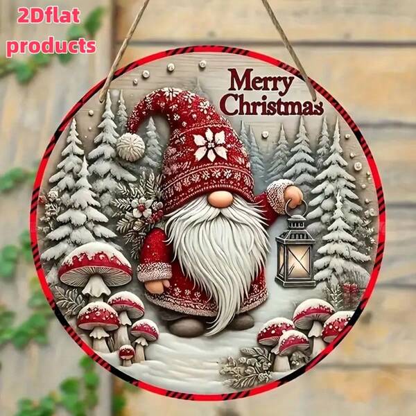 2D Vintage Christmas Wooden Sign, Round Christmas Symbol, Christmas Decor, Home Decoration