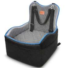 Dog Booster Car Seat For Small Medium Dog Under 35 Lb 6 Inch Memory Foam Elevated Pet Car Seat Bed With 3 Pockets 3 Safety Belt Detachable Washable Puppy Carrier Pet Travel Accories - 黑色 - 查看 1