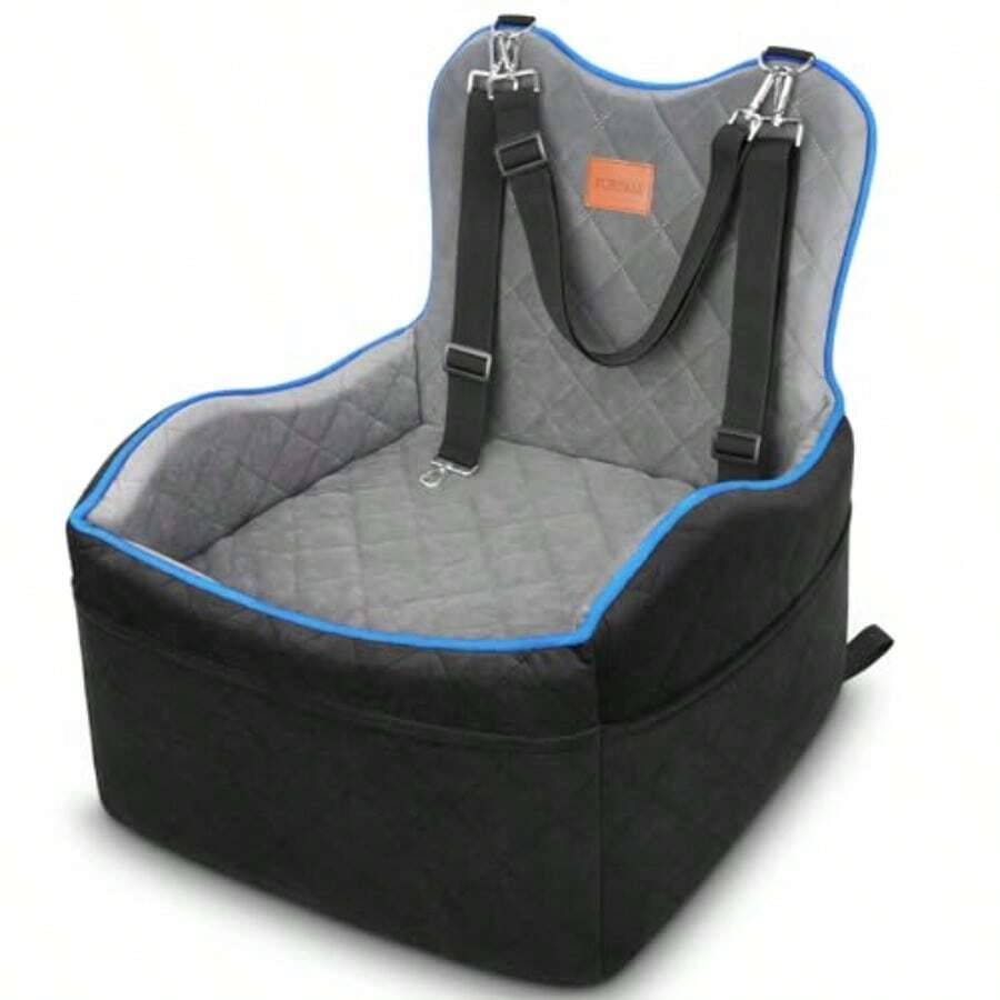 Dog Booster Car Seat For Small Medium Dog Under 35 Lb 6 Inch Memory Foam Elevated Pet Car Seat Bed With 3 Pockets 3 Safety Belt Detachable Washable Puppy Carrier Pet Travel Accories - 黑色 - 查看 1