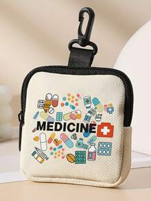 Geantă compactă pentru medicamente și portofel pentru monede, cu buzunar sigur cu fermoar și clemă tip carabină, husă/organizator multifuncțională din poliester durabil pentru medicamente, consumabile, monede și obiecte mici, geantă de călătorie portabilă și ușoară, cu imprimeu vibrant distractiv și design grafic jucăuș, ideală pentru profesioniștii din domeniul sănătății, studenți, lucrători de birou și călători, utilizare zilnică perfectă, ziua de naștere, Crăciun, Anul Nou, Ziua Îndrăgostiților, cutie de pastile pentru cadouri de la întoarcerea la școală, organizator de medicamente, geantă de depozitare a medicamentelor pentru călătorii în aer liber, articole esențiale, geantă de prim ajutor.
