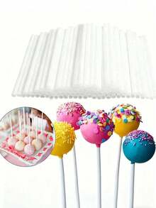 50/100pcs White Paper Lollipop Sticks, Colorful Cake Pop Sticks, DIY Baking Cake Kitchen Tools, Suitable For Candy, Chocolate, Cookies - Multicolor - View 2