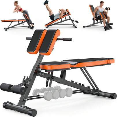 GIKPAL Roman Chair, 8 Positions Multi-Functional FID Weight Bench With Dumbbell Rack, Incline, Decline, And Flat Bench For Full Body Home Gym Workout, Support Up To 1000lbs