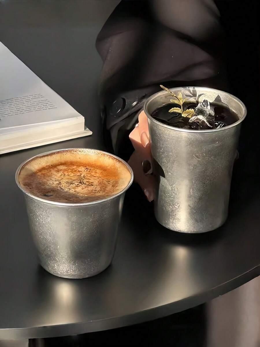 1 bucată de ceașcă de cafea din oțel inoxidabil 304, ceașcă mată groasă cu gură largă, ceașcă pentru băuturi reci, ceașcă pentru suc, ceașcă de băut, portabilă și durabilă, potrivită pentru camping, acasă, birou, foarte potrivită pentru cadouri și sărbători