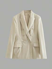 Veste en fausse à double boutonnage avec col cranté pour femmes, printemps/automne