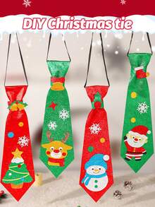 1pc Children's DIY Christmas Tie, Handmade Craft Creative Educational DIY Kit, Kids' Small Gift, Handmade DIY Materials, Children's Educational Toy, Christmas Decoration Accessory, Non-Woven Felt Hanging Ornament DIY Kit