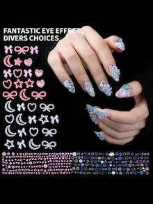 5000件3D美甲装饰套装，24格收纳盒，包含各种平面美甲配件 - 彩色花朵、蝴蝶结、珍珠和水钻组合，DIY美甲装饰（含美甲工具）美甲用品 - 彩色 - 查看 7