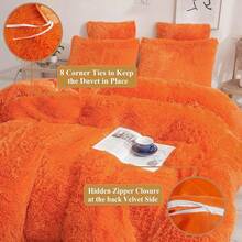 Plush Shaggy Duvet Cover Set, Ultra Soft Fluffy Bedding Sets 3 Pieces (1 Fuzzy Comforter Cover + 2 Pillow Cases), Zipper Close (, Pink), Luxury Bedding - 橘子 - 查看 6