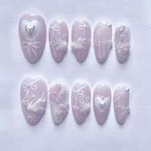 Luxury 3D Three-Dimensional White Swan Nail Art With Heart Bow - JP3886 - 查看 1
