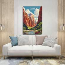 1PC Vintage Travel Poster: Vibrant Red Rock Formations12X16inch And 16x24inch Framed , Classic Wooden Frame, Suitable For Living Room, Bedroom, Bathroom And Other Decorations, Perfect Gifts For Christmas, Halloween And Thanksgiving - trắng - Xem 4