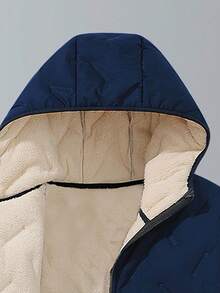 Men's Jacket, Thermal Lined Thick Hooded Coat, Casual Everyday, Vacation, Outdoor, Hiking, Running, Fitness Sports Wear,Fleece - Navy Blue - View 5