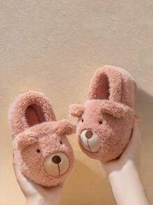 1 Pair Baby Cartoon Thermal Lined Flat Heel Casual Shoes, Suitable For Autumn/Winter