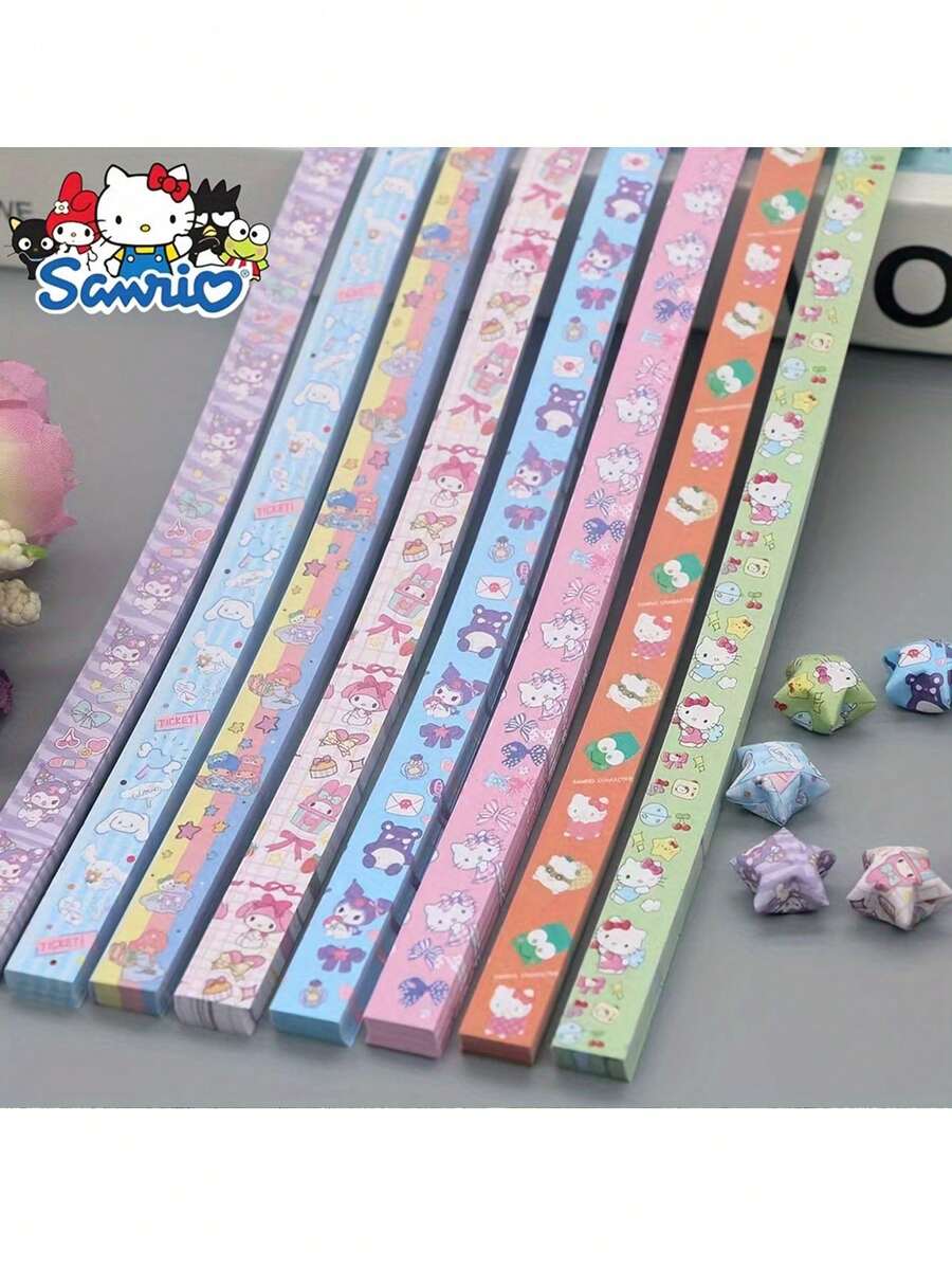 520pcs Thick Korean Style Star Shaped Memo Notes, 8 Pattern Set, DIY Lucky Star Paper, Suitable For Handicraft And Decoration, Origami