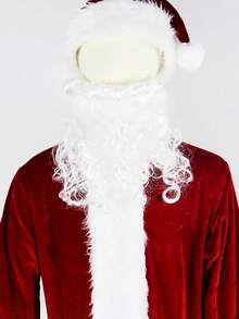 7 pièces Set, Costume de Mascotte de Noël pour Enfants, Costume de Père Noël en Velours Bordeaux de Luxe pour Enfants, Tenues de Père Noël pour Garçons et Filles avec Veste à Fermeture Éclair, Pantalon Élastique, Chapeau, Barbe, Ceinture Élastique, Couvre-Bottes, Sac du Père Noël, Costumes de Père Noël pour Décoration de Noël Intérieur Extérieur - Rouge foncé - Voir 5