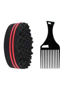 1pc/2pcs Double Hole Hair Sponge Brush, Wavy Curling Styling Tool, Suitable For Braids, Dreadlocks, Afro Curly Hair Styling, Professional Hairstylist Level Sponge, Can Create Free-Style Textured Waves - Suitable For Home Styling, Daily Hair Care, Salon Use, Perfect Gift For Men And Women, Ideal Choice For Natural Hair Enthusiasts - Multicolor - View 11