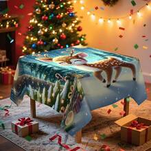 1/20 Stücke Weihnachtstischdecke, süßes Elch- und Weihnachtsgeschenk-Muster Tischdecke im luxuriösen Wald, Weihnachtsatmosphäre Dekoration, lebendige Tischanordnung für Küche, Esszimmer, Festliche Partys, Outdoor-Picknick und Dinner Dekorationen