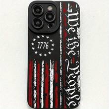 Funda de teléfono con diseño de bandera estadounidense, cubierta protectora decorativa para teléfono, compatible con iPhone 11 12 13 14 15 Pro Max Accesorios para teléfonos - Negro - Ver 5