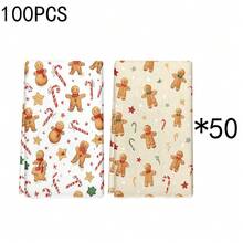 1 set/2 piezas/100 piezas Toallas de cocina y paños de cocina con estampado de pan de jengibre, adecuados para decoración de interiores en restaurantes, cocinas, baños, decoración de fiestas, regalos festivos y pueden ser entregados como regalos de Navidad