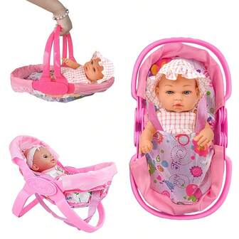1 pieza Cuna de juguete multifuncional-Muñecas bebé realistas para juego de roles que incluye portabebés, moisés, cama (sin incluir las muñecas)