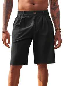 RefinAtti Men's Flat Front Chino Golf Shorts Casual Cotton Dress Work Shorts - màu đen - Xem 4
